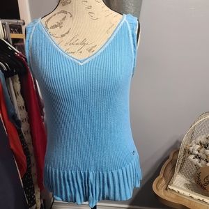 NWOT Tommy H. Blue & White Sleeveless top SZ XL